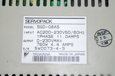 Yaskawa sgd-08AS - single phase 11A servo drive