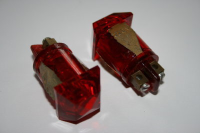 240V 1960's red neon large square jewel lens BLB132