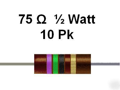 75 ohm 1/2 watt 5% carbon comp resistors (10PCS)