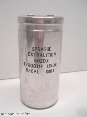 (2) pair sprague computer grade capacitor 47000UF 15VDC