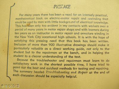 Electric motor repair double spiral book rosenberg 1946