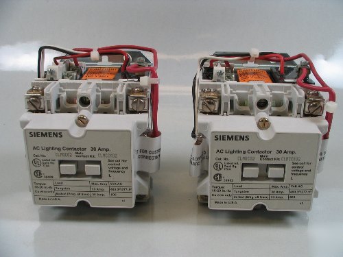 2 siemens h&l 30 amp lighting contactors CLM0C02 277V