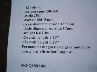 Gearmotor 12 volt great for feed system/carts/ why?