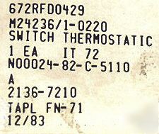 New klixon M1 11041THERMOSTAT switch -65Â° to 550Â°f 6EA 