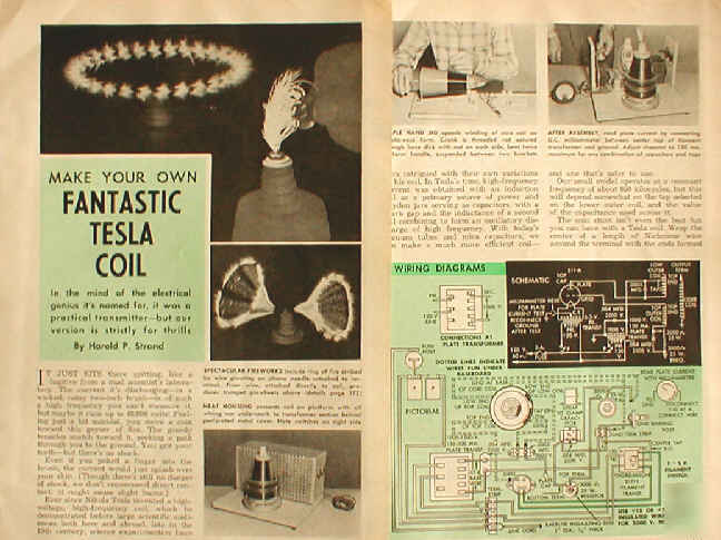 Tesla coil plans 40,000 volts 800.000 cycles