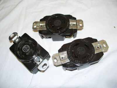 3 hubbell twistlock 4 pole receptacles 30/20A 250V nos 