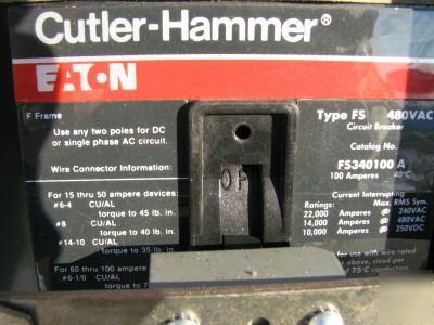 Cutler hammer switch CP2FS4410 100 amp 600 volt 117EE