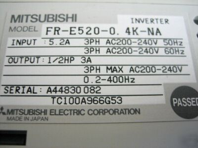 Mitsubishi/freqrol fr-E520-0.4K-na inverter E500