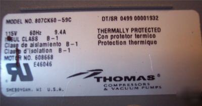 Vacuum pump * thomas model no: 807CK60-59C