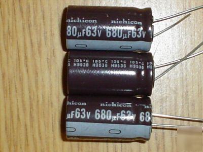 100PC 63V 680UF nichicon radial capacitors low esr 105C