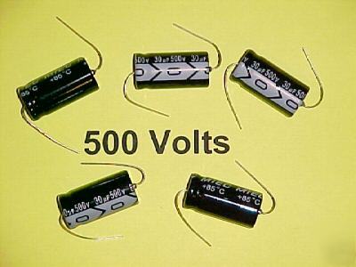 5 axial lead electrolytic capacitors - 30UF @ 500 volts