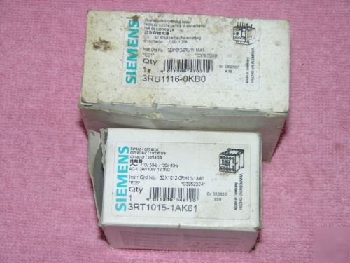 Siemens contactor, motor starter.overloads 3 ph