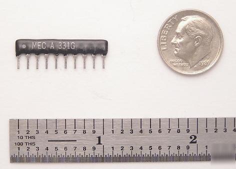 10 pin 9 resistor network bussed 1/8W 2% 330 ohm 50 pc