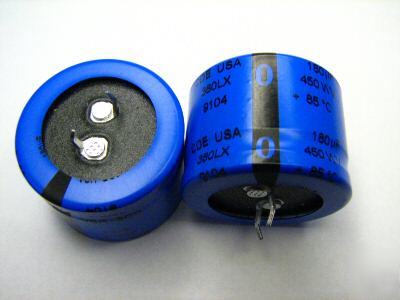 2 electrolytic capacitors 180UF 450V 380LX181M450A012