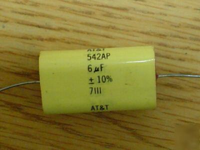 5PCS at&t 6UF 200V axial mylar capacitor high volt uf