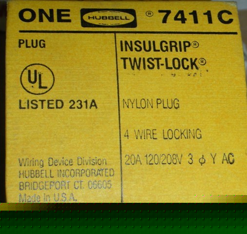 New hubbell insulgrip twist-lock plug HBL7411C 4WIRE 2@ 
