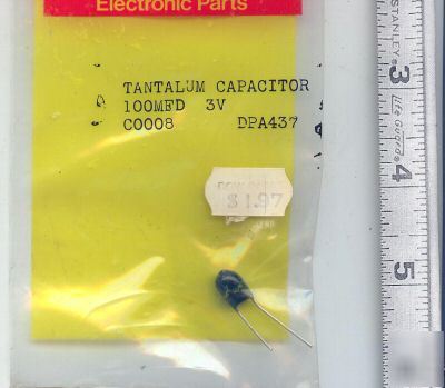 100UF / 3 volt tantalum capacitor lot OF27RETAIL carded