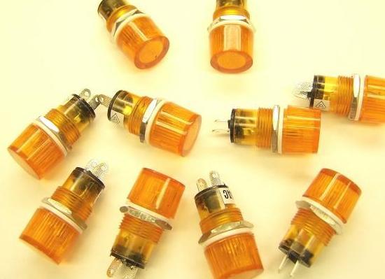 New 10 pieces mini pilot light 15MM amber ac/dc 