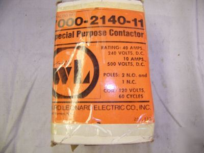 New ward leonard 7000-2140-11 contactor 40 amp 