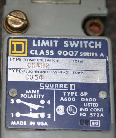 Square d - lever type limit switch class 9007 C54B2