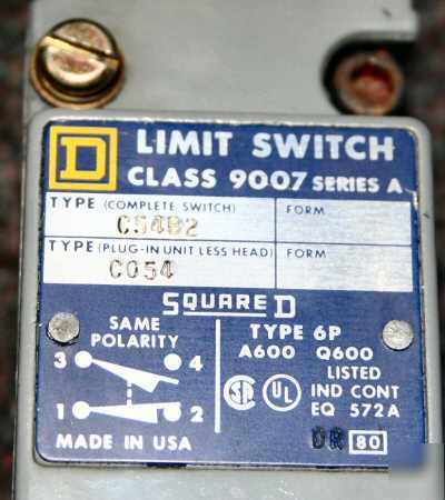Square d - lever type limit switch class 9007 C54B2