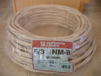 New 125 feet 6/3 nm-b romex copper electrical wire 6 3 