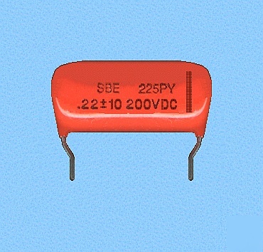Lot (95) dipped film capacitor 0.22 ufd 200 volts 0.7