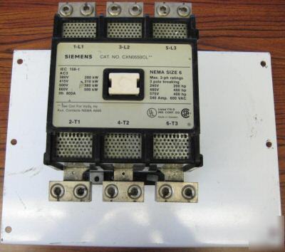 Siemens size 6 contactor 540 amp CXN0550CL