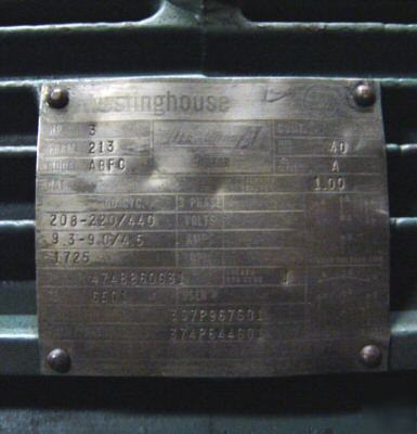 Westinghouse 3 hp electrical motor model abfc