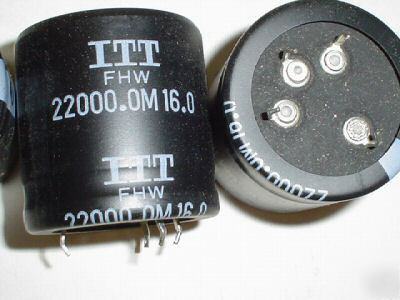 New 10 itt 16V 22000UF 4-lead snap-in capacitors rare 
