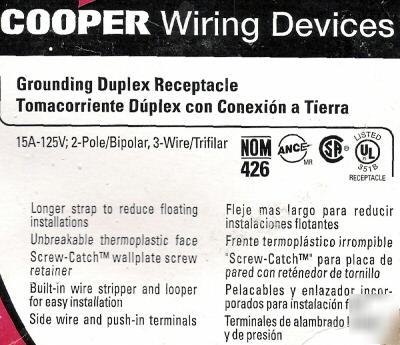 New cooper wiring devices grounding duplex receptacle 