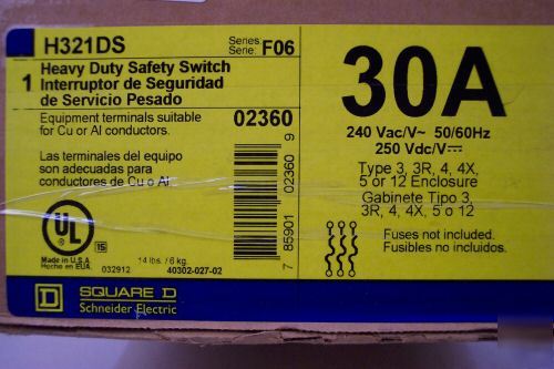 Square d 30A fused stainless disconnect safety switch