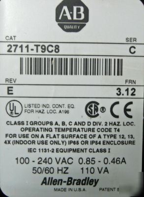 Allen bradley panelview 2711-T9C8 c 2711T9C8 excellent