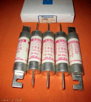 New lot 5 gould shawmut TR80R fuse tr-80-r 80 a 250 v 