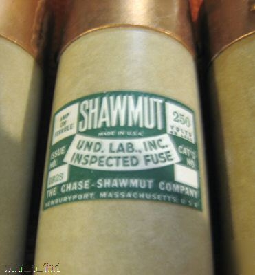 New lot 6 shawmut 120 amp one time fuse 250 volt nos