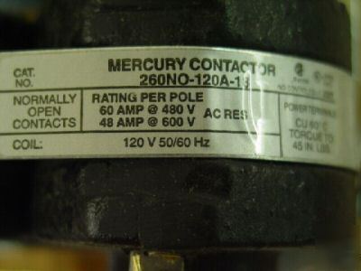 New mdi mercury contactor 260NO-120A-18 480V / 600V - 