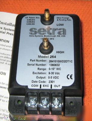 New setra pressure transducer 264 0-10 wc 2641010WD2DT1