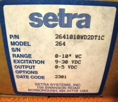 New setra pressure transducer 264 0-10 wc 2641010WD2DT1