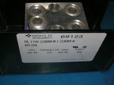 Gould shawmut pdb 69123 3 pole 600V CU9AL 350-#6 275