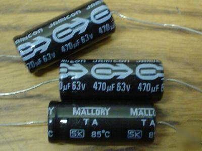 New 50 mallory 63V 470UF axial capacitors 