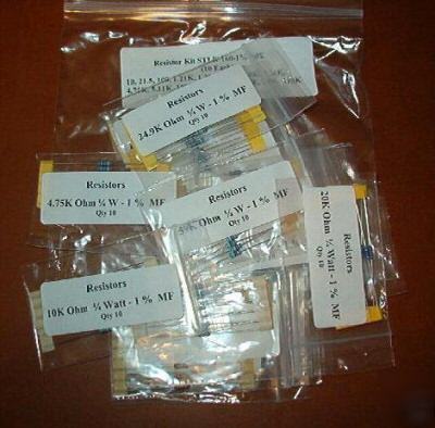 100 resistors kit A5 -10 values - labeled with bonus 