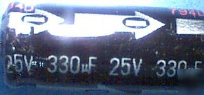 New (100) 330UF, 25V electrolytic axial capacitors, 