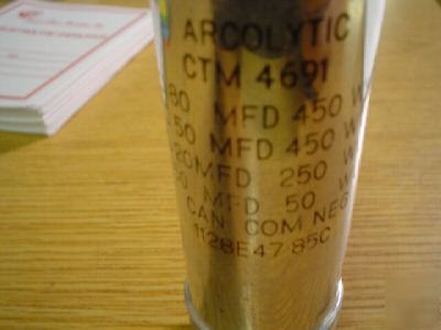 2 arcolytic 450V 80MFD 4 section twist lock capacitors