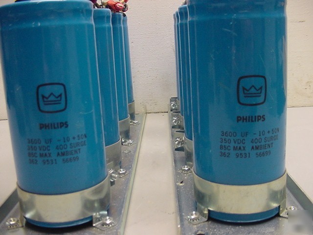 (8) philips 3600 uf 350 vdc capacitors 