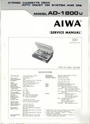 Aiwa original service manual AD1800U AD1800