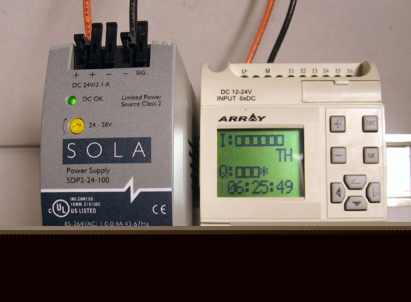 Array plc, power supply, cable, software, programmable