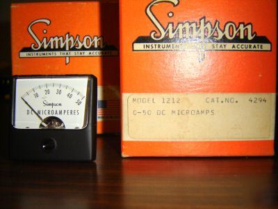 New simpson dc ammeter 0-50 microamp century model 1212 