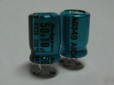 2 rubycon RX30 50V 10UF 130C hightemp low impedance cap