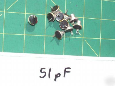 Capacitors button mica w #2-56 hole 51PF 9 vintage nos