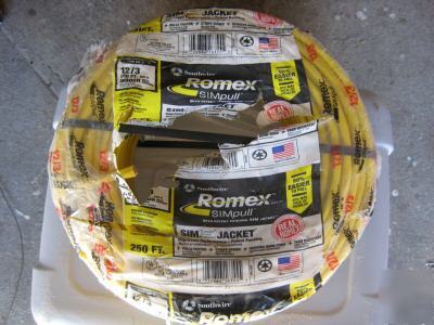 New 250 feet 12/3 romex w/ground thhn thwn copper wire 